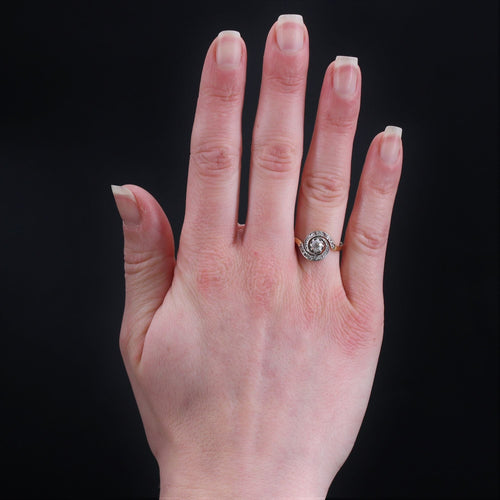Bague 53 Bague ancienne tourbillon en or jaune 18 carats et platine, diamants 58 Facettes 22-057-53