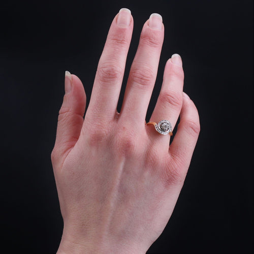 Bague 53 Bague ancienne tourbillon en or jaune 18 carats et platine, diamants 58 Facettes 22-057-53