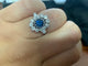 Bague 54.5 Bague saphir bleu et diamants en or blanc 58 Facettes BA-36