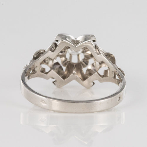 Bague 57 Bague vintage dôme en or blanc 18 carats et diamants 58 Facettes 20-179A-57