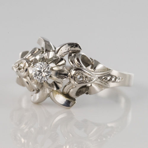 Bague 57 Bague vintage dôme en or blanc 18 carats et diamants 58 Facettes 20-179A-57