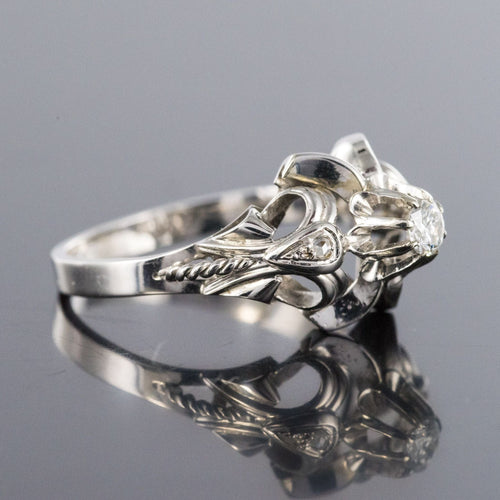 Bague 57 Bague vintage dôme en or blanc 18 carats et diamants 58 Facettes 20-179A-57