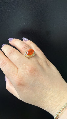 Bague Bague en or jaune déclaration art déco Mandarin Garnet 58 Facettes BA-1155