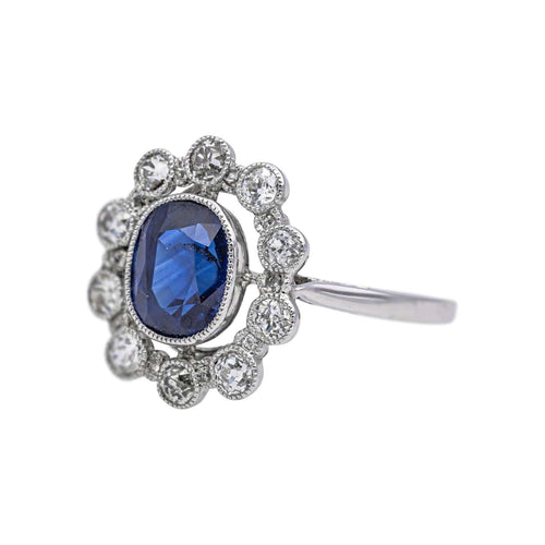 Bague 55 Bague Platine Saphir, Diamant 58 Facettes 4836937CN