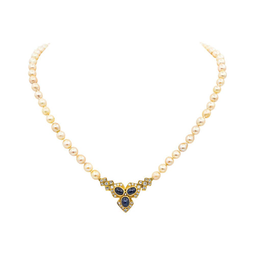 Collier Collier Or jaune Saphir, Diamant, Perle 58 Facettes 4932001CN