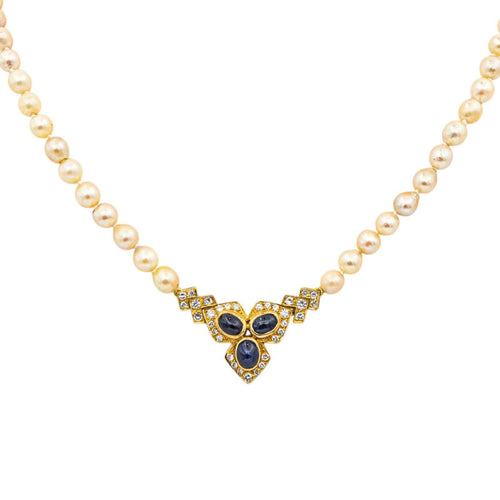 Collier Collier Or jaune Saphir, Diamant, Perle 58 Facettes 4932001CN