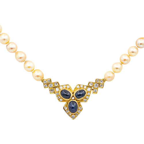 Collier Collier Or jaune Saphir, Diamant, Perle 58 Facettes 4932001CN