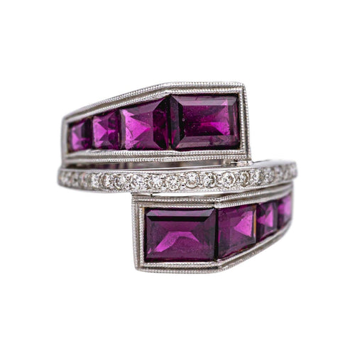 Bague 58 Bague Or blanc Grenat, Diamant 58 Facettes 4936101CN