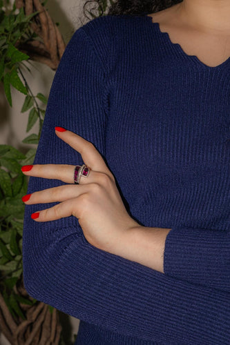 Bague 58 Bague Or blanc Grenat, Diamant 58 Facettes 4936101CN
