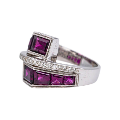Bague 58 Bague Or blanc Grenat, Diamant 58 Facettes 4936101CN