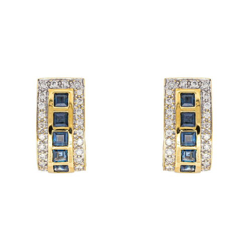 Boucles d'oreilles Boucles d'oreilles Or jaune, Or blanc Diamant, Saphir 58 Facettes 4969985RV