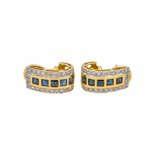 Boucles d'oreilles Boucles d'oreilles Or jaune, Or blanc Diamant, Saphir 58 Facettes 4969985RV