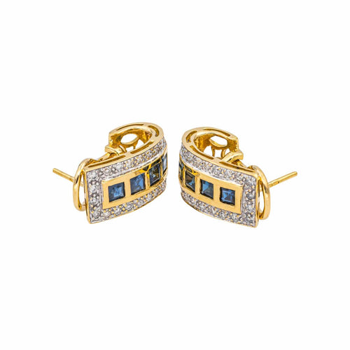Boucles d'oreilles Boucles d'oreilles Or jaune, Or blanc Diamant, Saphir 58 Facettes 4969985RV