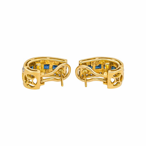 Boucles d'oreilles Boucles d'oreilles Or jaune, Or blanc Diamant, Saphir 58 Facettes 4969985RV