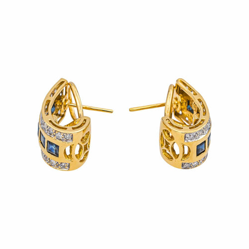 Boucles d'oreilles Boucles d'oreilles Or jaune, Or blanc Diamant, Saphir 58 Facettes 4969985RV