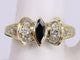Bague 55 Bague marquise Art déco en or jaune, saphir et diamants 58 Facettes BA-508