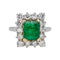 Bague 56 Bague Or blanc Emeraude, Diamant 58 Facettes 4980171RV