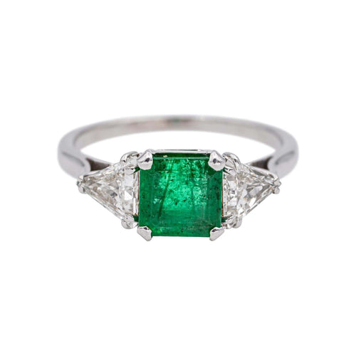 Bague 49 Bague Or blanc Emeraude, Diamant 58 Facettes 5014360RV
