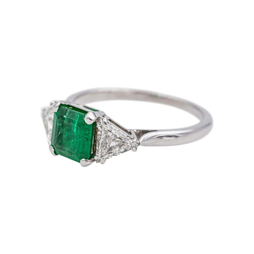 Bague 49 Bague Or blanc Emeraude, Diamant 58 Facettes 5014360RV