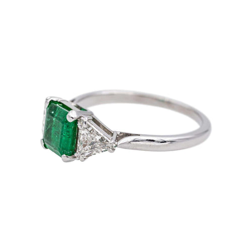 Bague 49 Bague Or blanc Emeraude, Diamant 58 Facettes 5014360RV