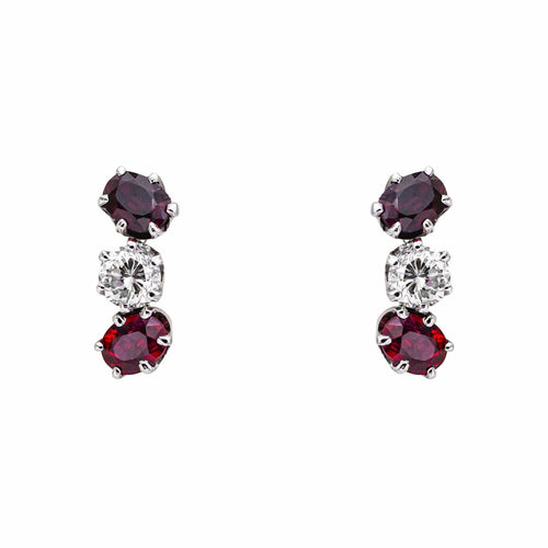 Boucles d'oreilles Boucles d'oreilles Or blanc Diamant, Rubis 58 Facettes 5039430RV
