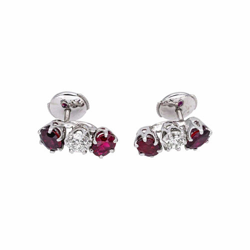 Boucles d'oreilles Boucles d'oreilles Or blanc Diamant, Rubis 58 Facettes 5039430RV
