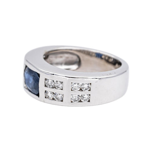 Bague 54 Bague Or blanc Saphir, Diamant 58 Facettes 5106091CN