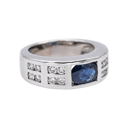 Bague 54 Bague Or blanc Saphir, Diamant 58 Facettes 5106091CN