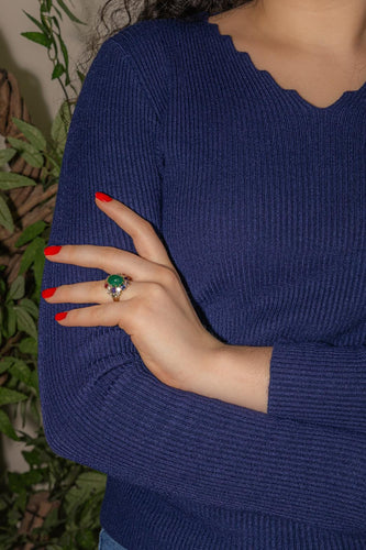 Bague 51 Bague Cocktail Or jaune Emeraude, Corindon, Diamant 58 Facettes 5163617CN