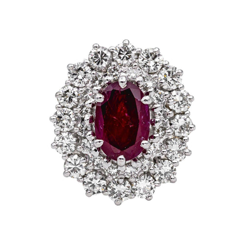 Bague 52 Bague Or blanc Rubis, Diamant 58 Facettes 5163618CN