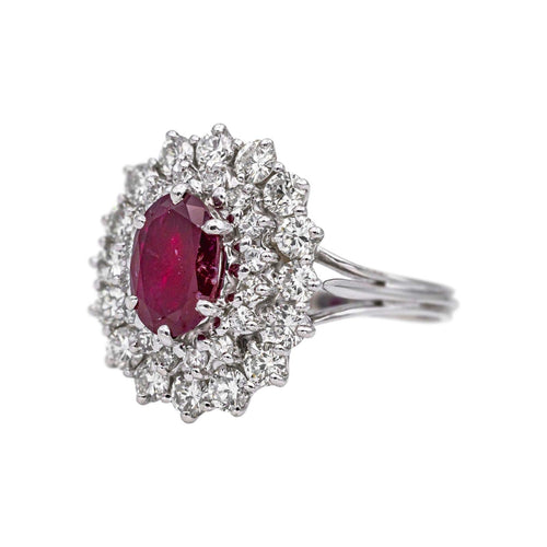 Bague 52 Bague Or blanc Rubis, Diamant 58 Facettes 5163618CN