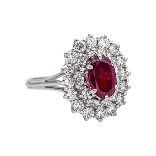 Bague 52 Bague Or blanc Rubis, Diamant 58 Facettes 5163618CN