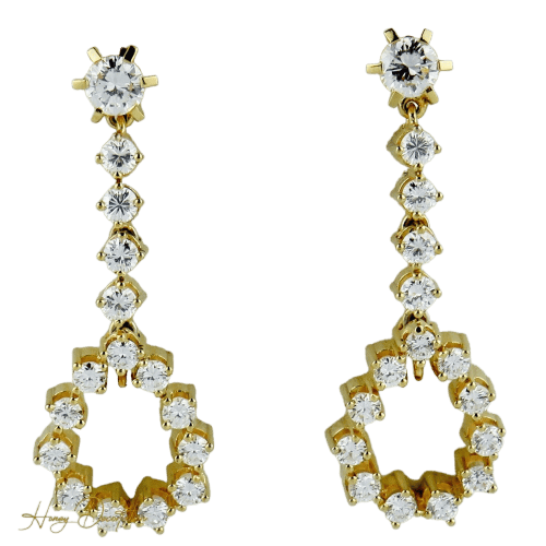 Boucles d'oreilles Ohrringe Hänger en or jaune 750 et diamants 58 Facettes 1842