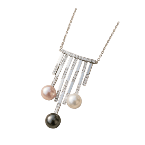 Collier Collier en or blanc 18 carats, diamants et perles 58 Facettes 1695