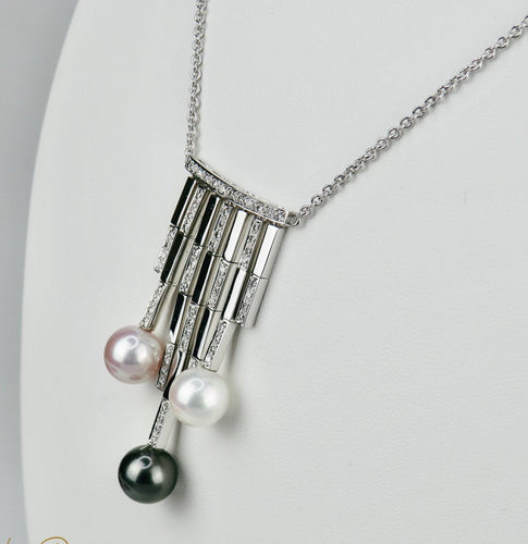 Collier Collier en or blanc 18 carats avec diamants et perles 58 Facettes 1695
