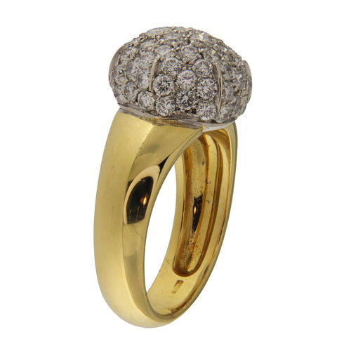 Bague Bague dôme en or jaune et blanc pavée de diamants 58 Facettes G3900