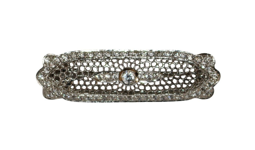 Broche Broche-barrette Art déco en or blanc 18 carats et diamants 58 Facettes 603