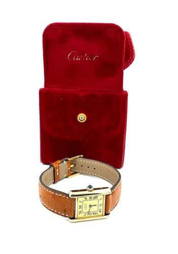 Montre Cartier Tank Must - Montre vermeil avec coffret 58 Facettes 260016