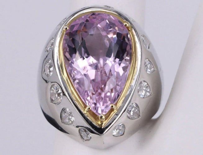 Bague 60 Bague en or blanc avec améthyste poire et diamant 58 Facettes BA-1492