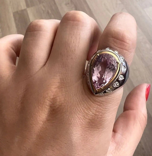 Bague 60 Bague en or blanc avec améthyste poire et diamant 58 Facettes BA-1492