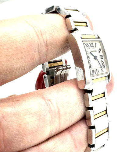 Montre Cartier Tank Française - Montre femme en or jaune et acier 58 Facettes 260024