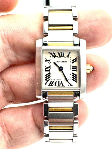 Montre Cartier Tank Française - Montre femme en or jaune et acier 58 Facettes 260024