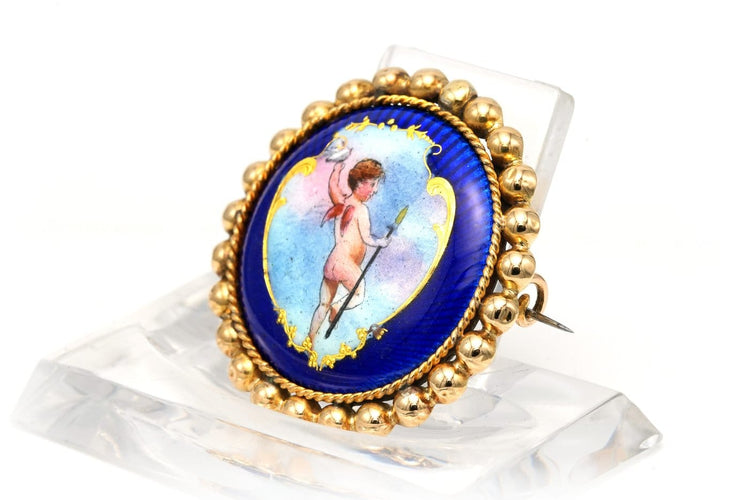 Broche Broche Napoléon III en or jaune 18 carats sertie d’émail 58 Facettes B751
