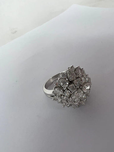 Bague 54 Bague cocktail en or blanc et diamants 58 Facettes RNG-145