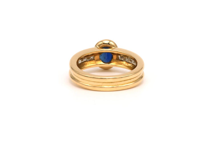 Bague 53 Bague contemporaine en or jaune, saphir et diamants taille princesse 58 Facettes 22093