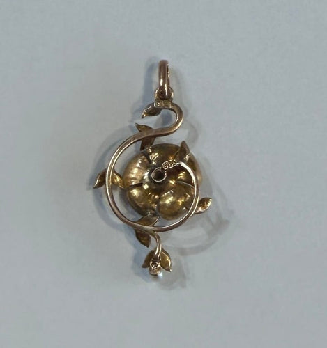 Pendentif Pendentif fleur en or jaune et rose 585 avec diamant 58 Facettes 34060084