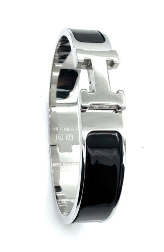 Bracelet Hermès Click H - Bracelet fin en émail argenté 58 Facettes 250145