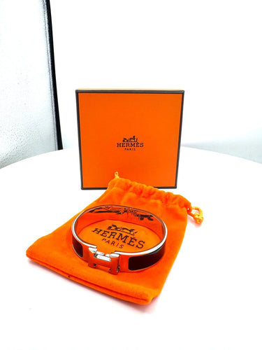 Bracelet Hermès Click H - Bracelet fin en émail argenté 58 Facettes 250145