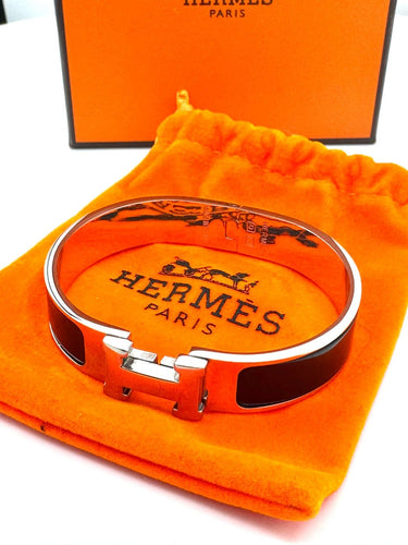 Bracelet Hermès Click H - Bracelet fin en émail argenté 58 Facettes 250145