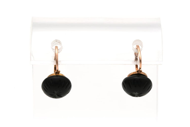 Boucles d'oreilles Boucles d'oreilles Napoléon III en or rose 18 carats serties de jais 58 Facettes B307
